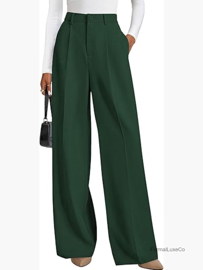 High Waisted Wide Leg Pants Business Casual Trousers Work Pants With Pockets